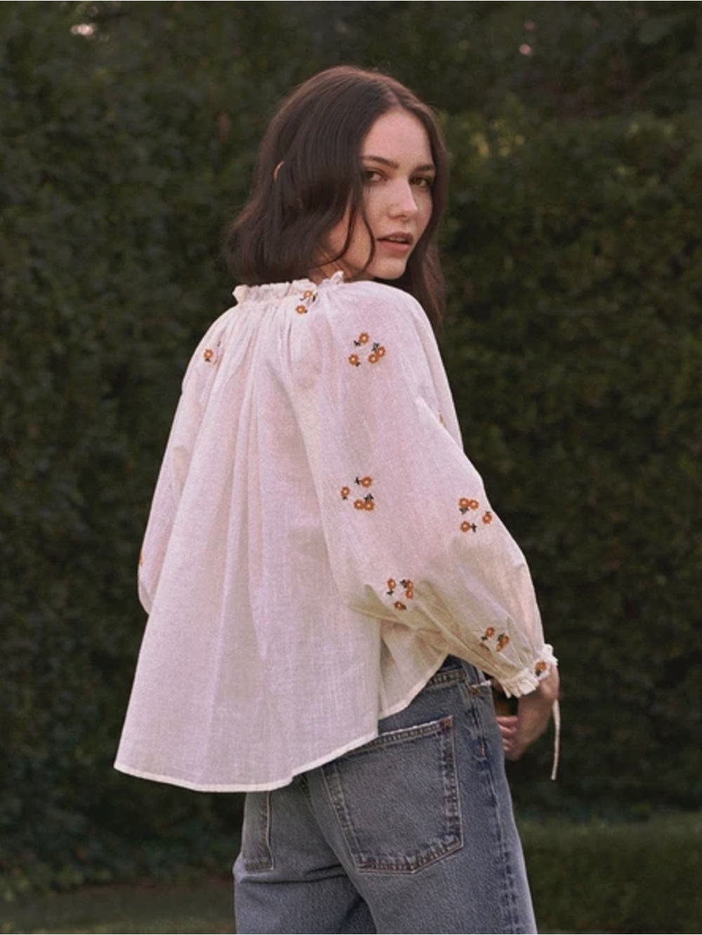 The Great Posey Top Daisy Flower Embroidery Cotton